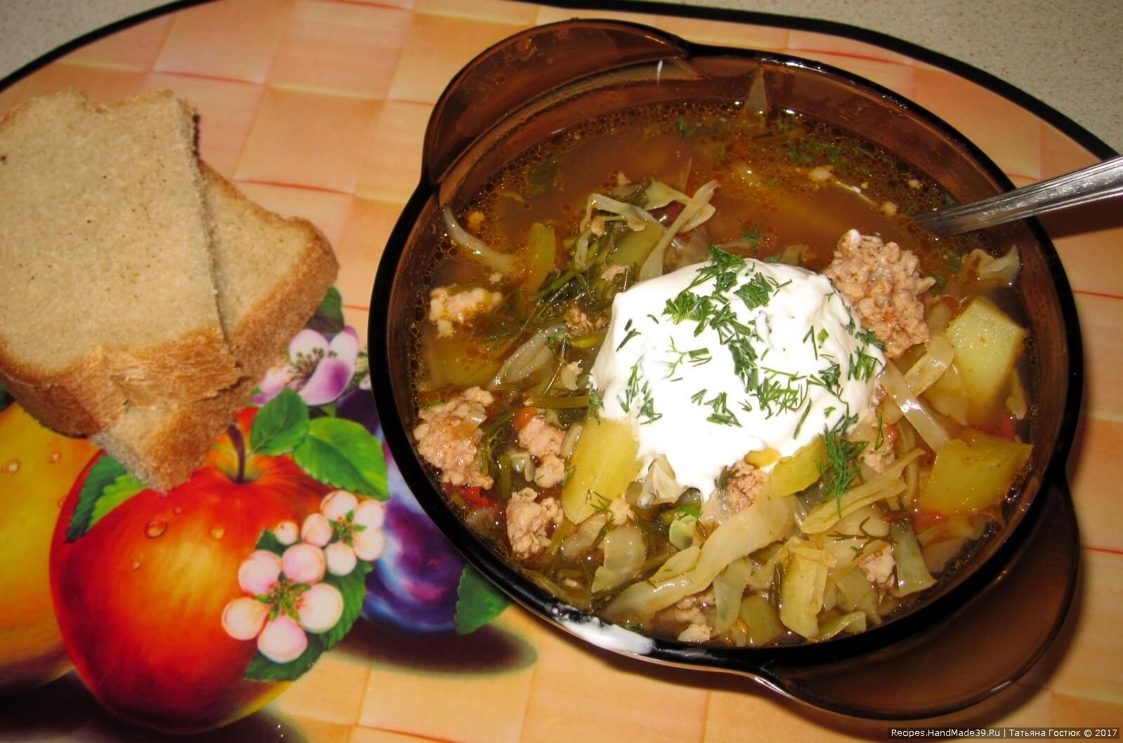 «Чехословацкий» суп с мясным фаршем