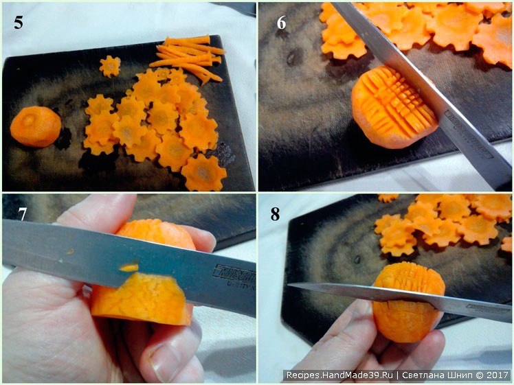 Делаем фигурные лепестки из моркови