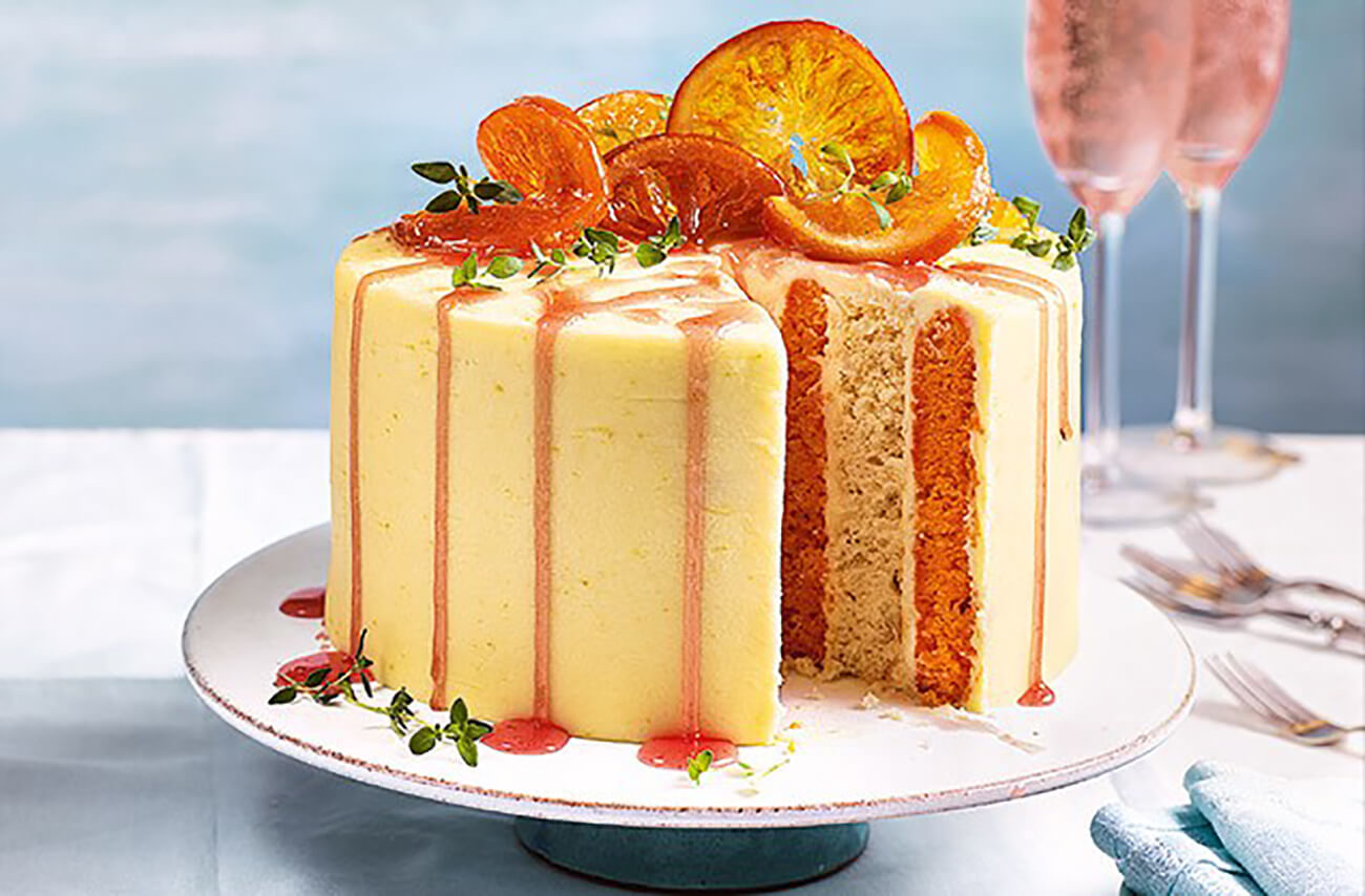 Бисквитный полосатый торт «Апельсин»
