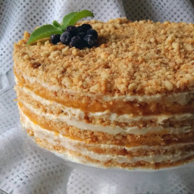 Торт без выпечки с жареной крошкой – пошаговый кулинарный рецепт с фото