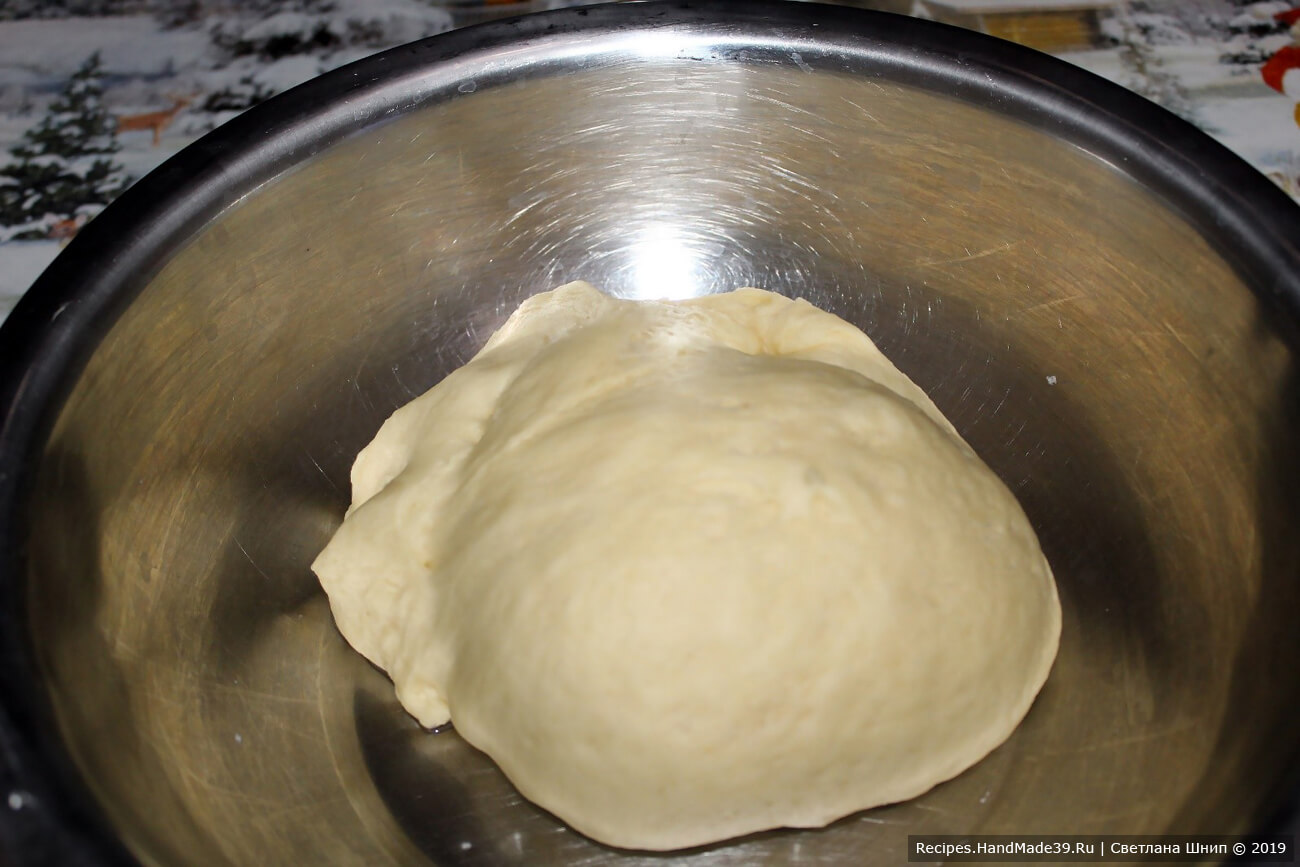 Швабский луковый пирог – фото шаг 6. Скатать тесто в шар, накрыть и поставить в тёплое место на 1,5 часа