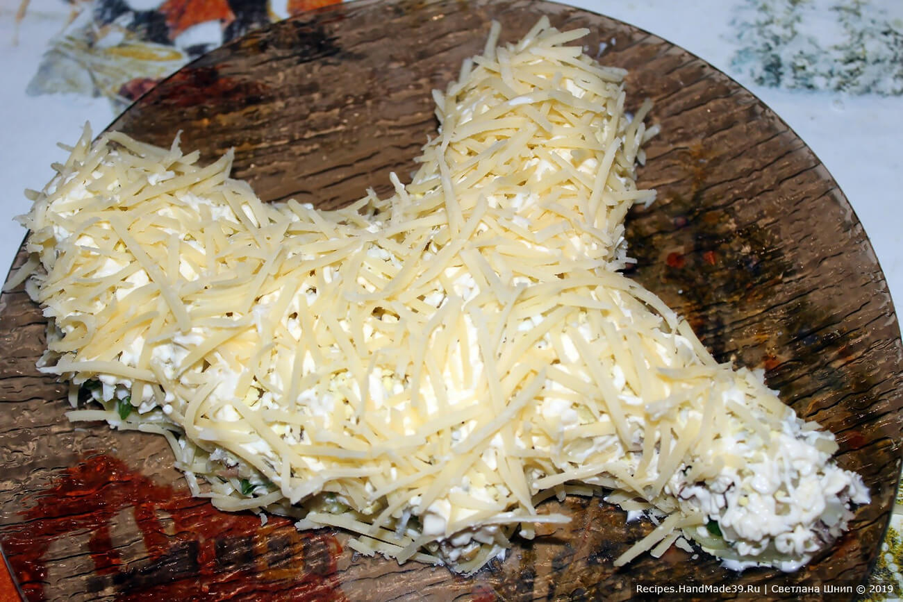 6-й слой: сыр + майонез