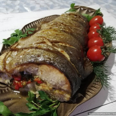 Рыбная «бандероль» – фаршированная красная рыба, запечённая в духовке – пошаговый рецепт с фото