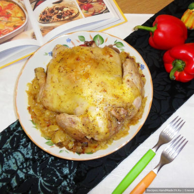 Курица с лимоном, тушённая целиком на сковороде – пошаговый рецепт с фото