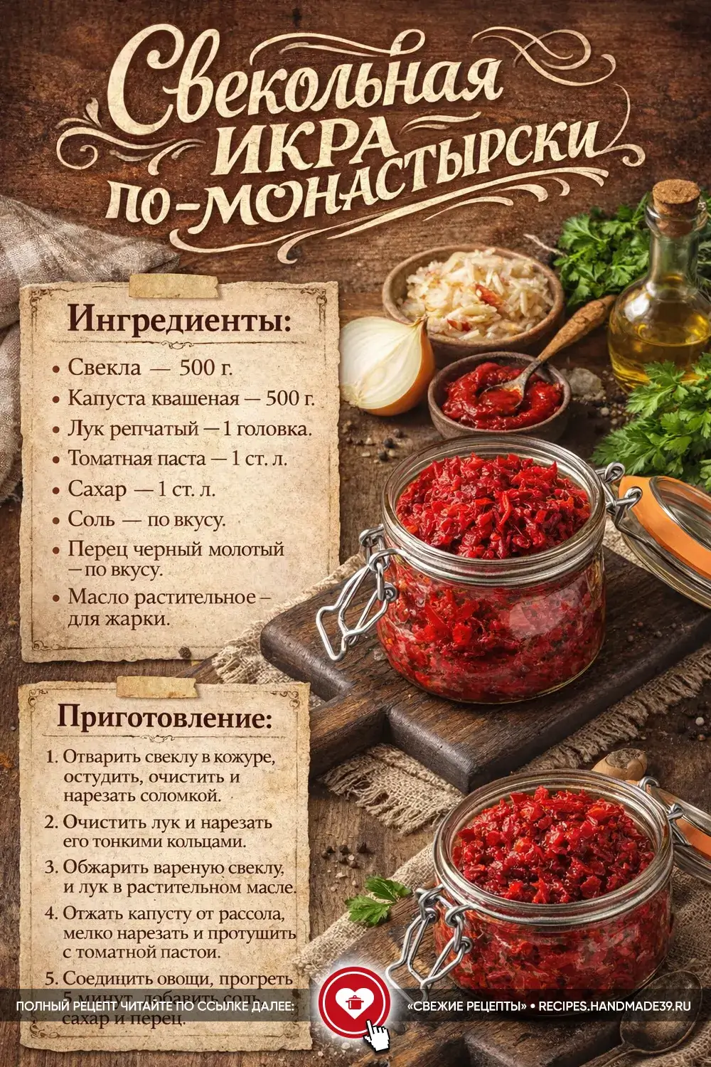 Свекольная икра по-монастырски | Идеально в Великий Пост!