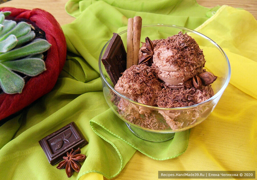 Шоколадное мороженое без яиц на сливочном творожном сыре