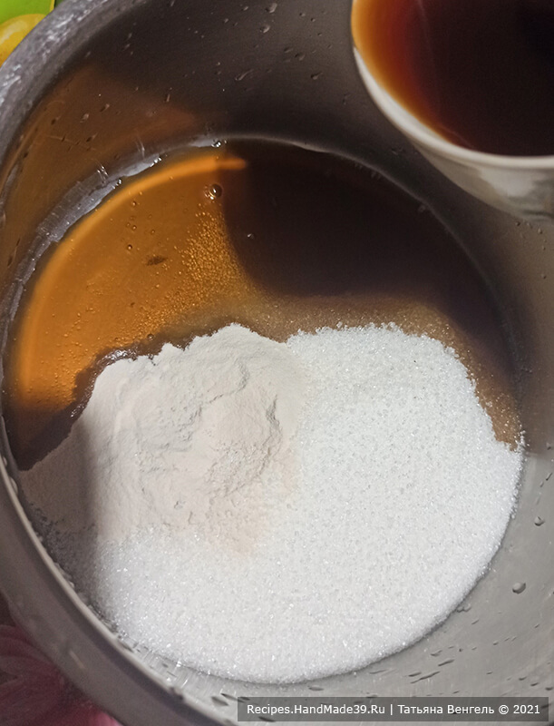 Кофейный зефир – фото шаг 3. В сотейнике соединить сахар, агар и свежесваренный кофе