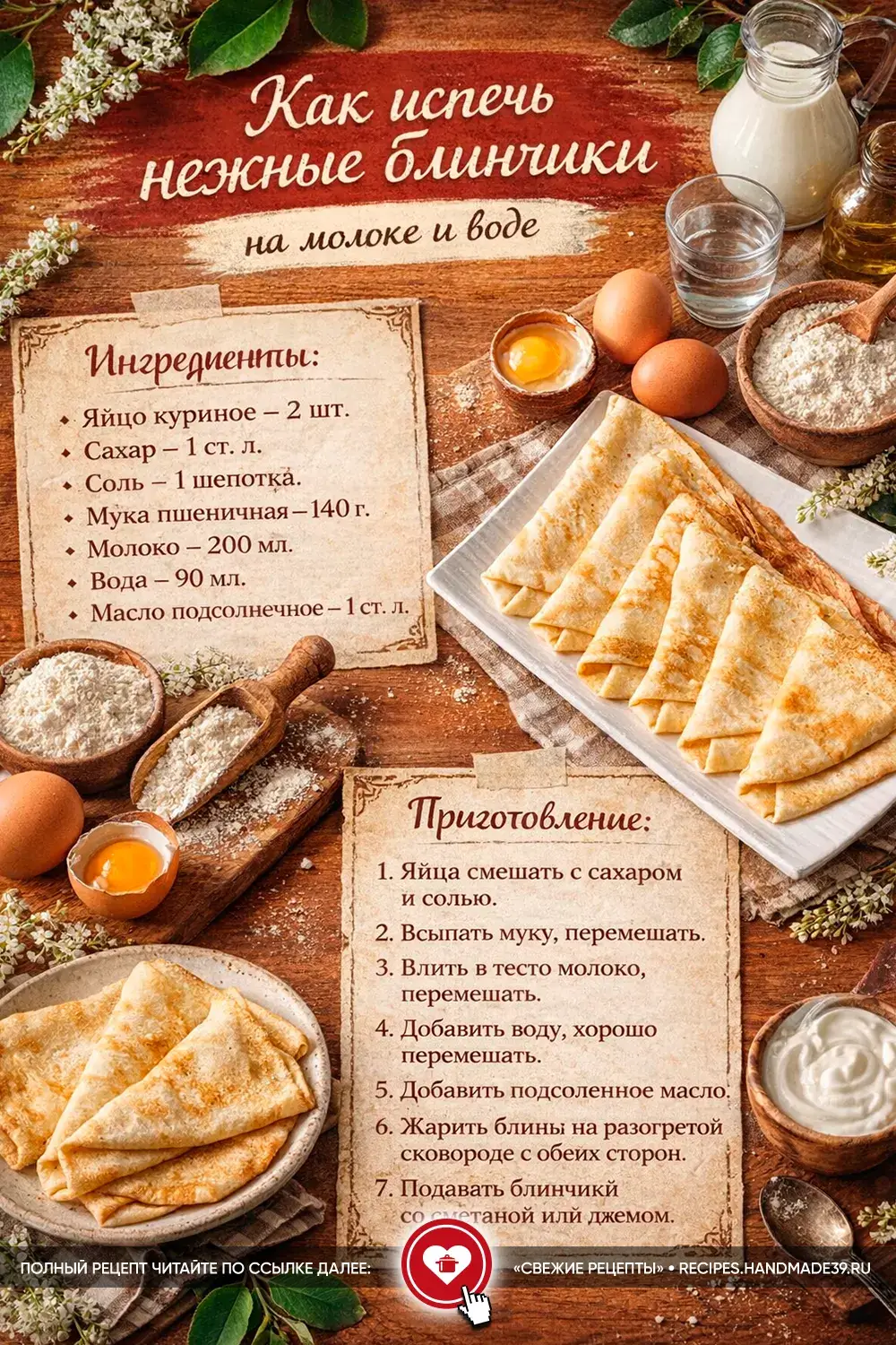 Нежные блинчики на молоке и воде: секрет тонкого теста