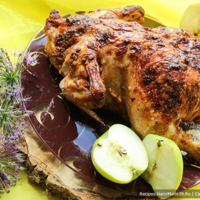Курица, фаршированная рисом и яблоками – пошаговый кулинарный рецепт с фото