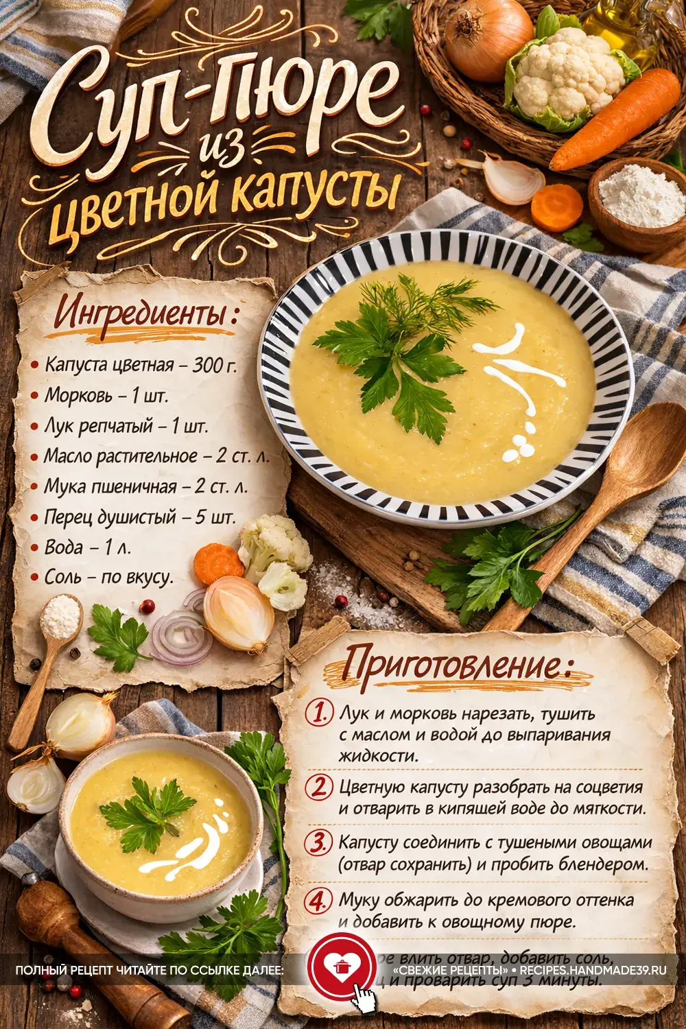 Нежный суп-пюре без сливок. Идеально в Пост!