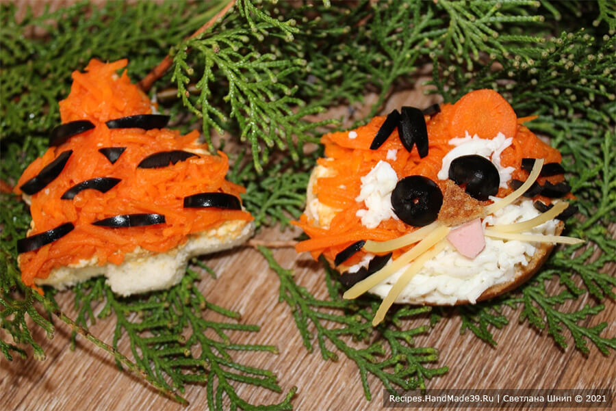 Ложная икра из сельди и моркови – фото шаг 18. Тигровые бутерброды подарят вам праздничное настроение! Приятного аппетита!