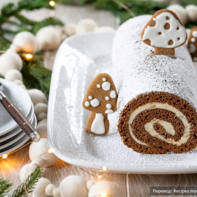 Рождественский бисквитный рулет – пошаговый кулинарный рецепт с фото