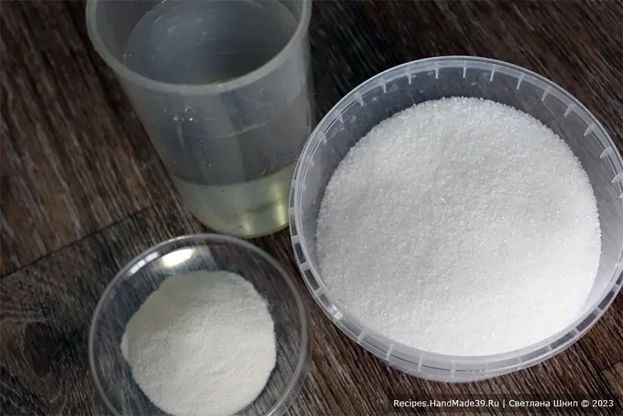 Зефир из джема – фото шаг 3. Агар, воду, сахар соединить в кастрюле с толстым дном