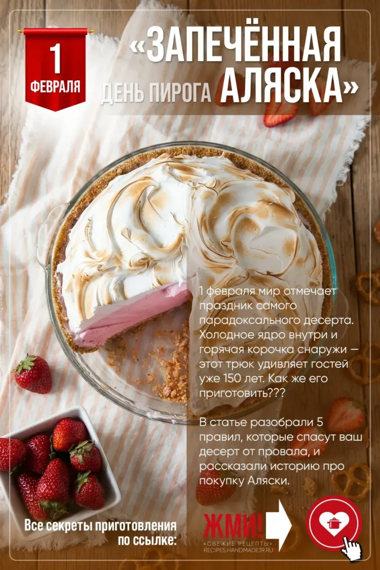 День пирога «Запечённая Аляска» + десерт с мороженым под обожженной меренгой