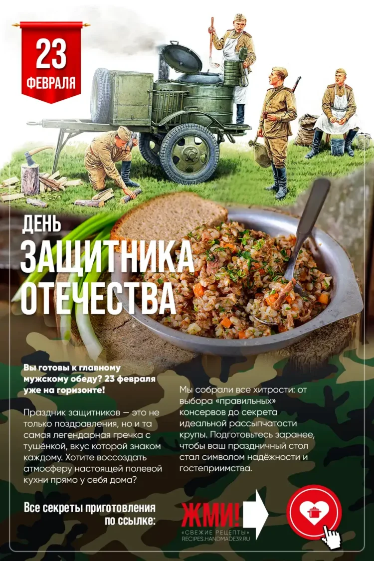 День защитника Отечества: армейская гречневая каша с говяжьей тушёнкой и ржаным хлебом