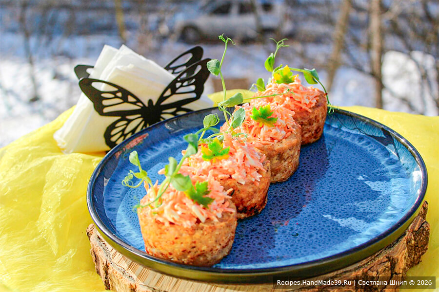 Курино-творожные гнёзда с овощной начинкой
